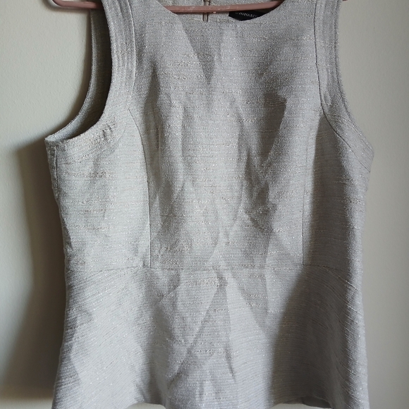 NWT Banana Republic Beige Peplum Top Size 14 Sleeveless - Picture 2 of 10